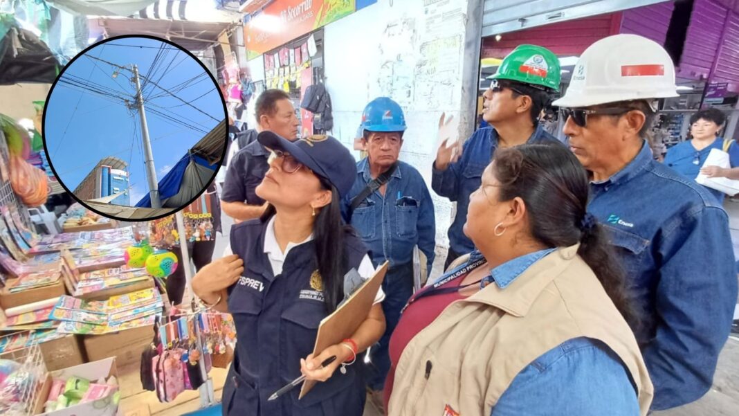 Piura: detectan conexiones eléctricas clandestinas en el Complejo de Mercados durante operativo. Foto: Difusión.