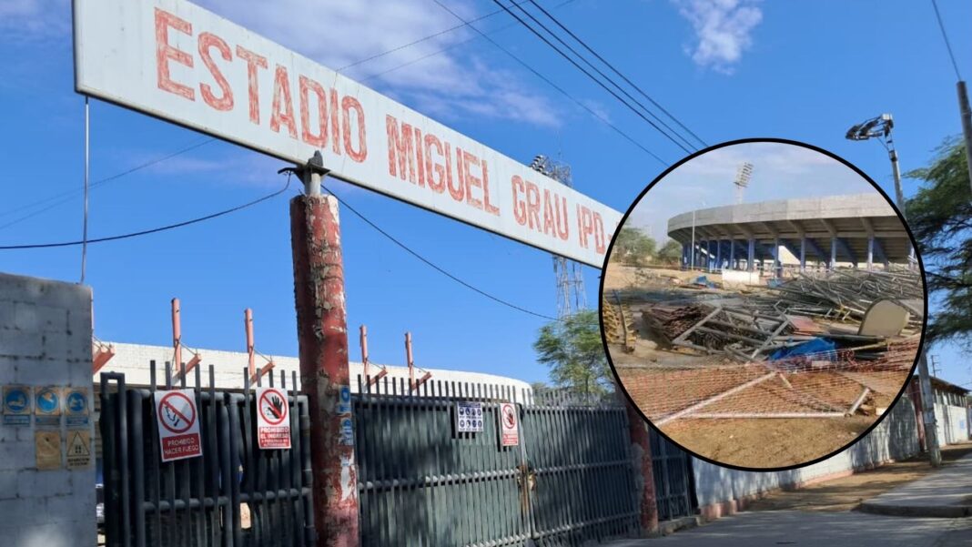 Paralizan obra del estadio Miguel Grau por observaciones técnicas en el expediente y riesgo estructural. Foto: Composición Reporteros 365.