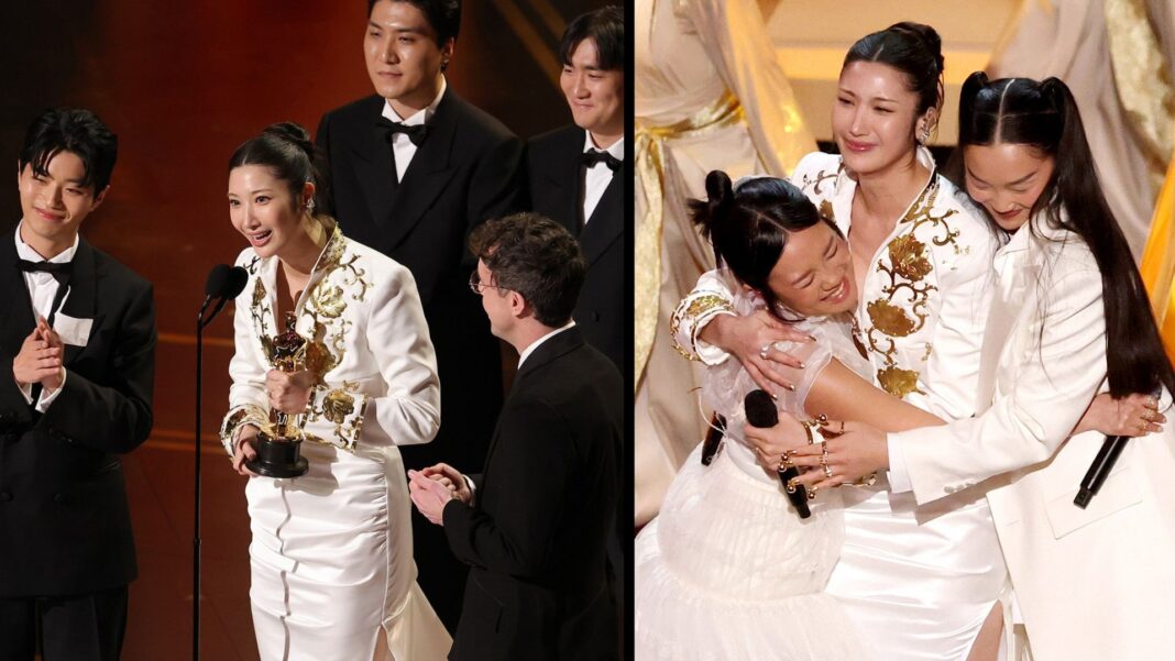 “Golden”, el tema de Las guerreras K-pop, se corona como Mejor Canción Original en los Oscar 2026. Foto: Composición.