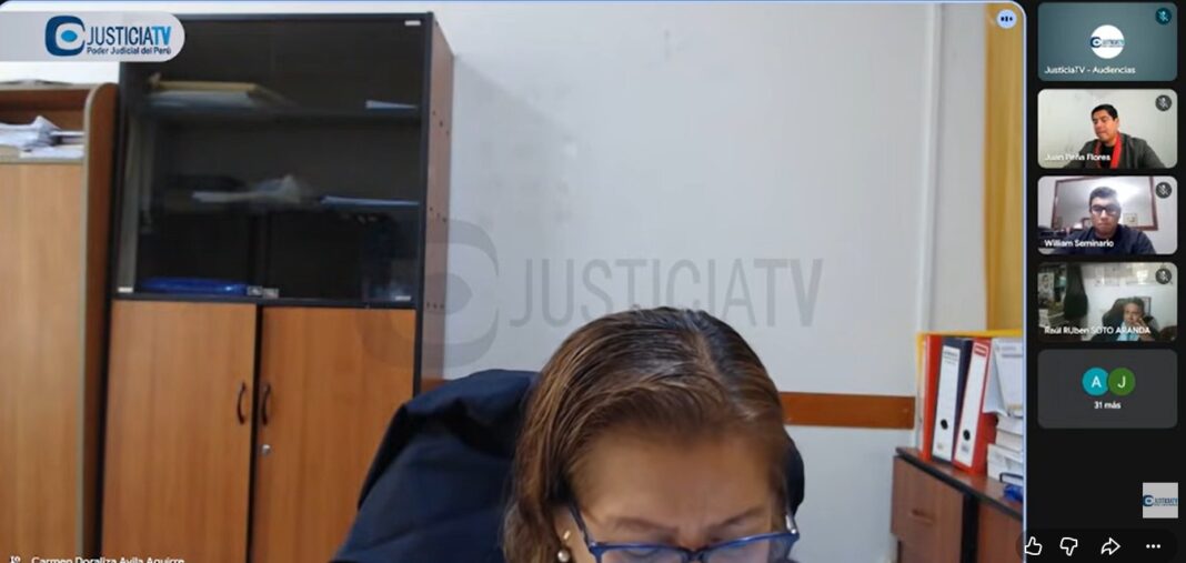 Caso Minosska Pinto: jueza da lectura de decisión de prisión preventiva. Foto: Captura Justicia TV.