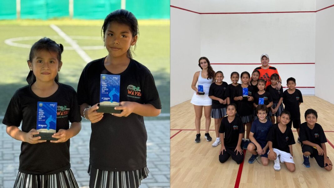 Wayra pone en alto su nombre y conquista dos medallas de bronce en torneo nacional de squash. Foto: Composición.