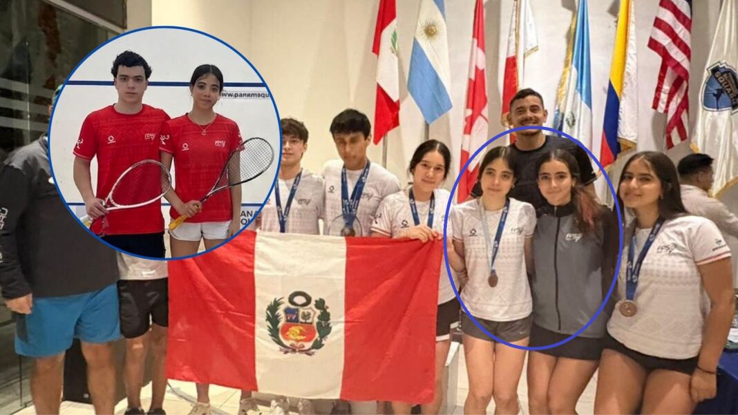 Fundadoras de Wayra Squash sin Fronteras brillan en el Panamericano U19 con medalla de bronce y premio Fair Play. Foto: Composición.